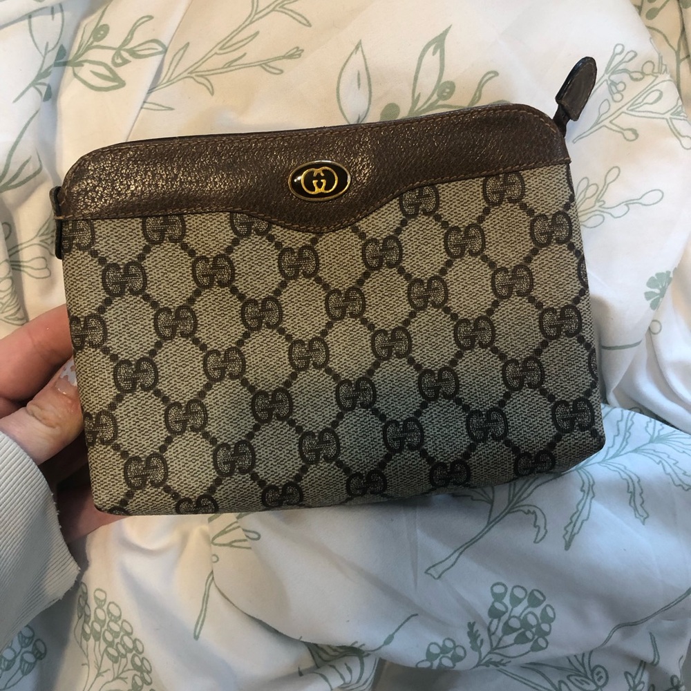 Gucci Beige and Brown Monogram Clutch